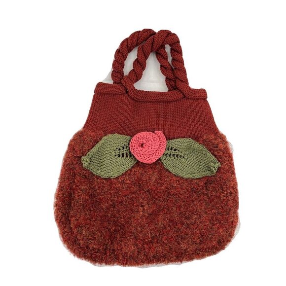Tabask Peruvian Purse Handmade Satin Lined Burgundy with flower BOHO Style - Picture 1 of 6